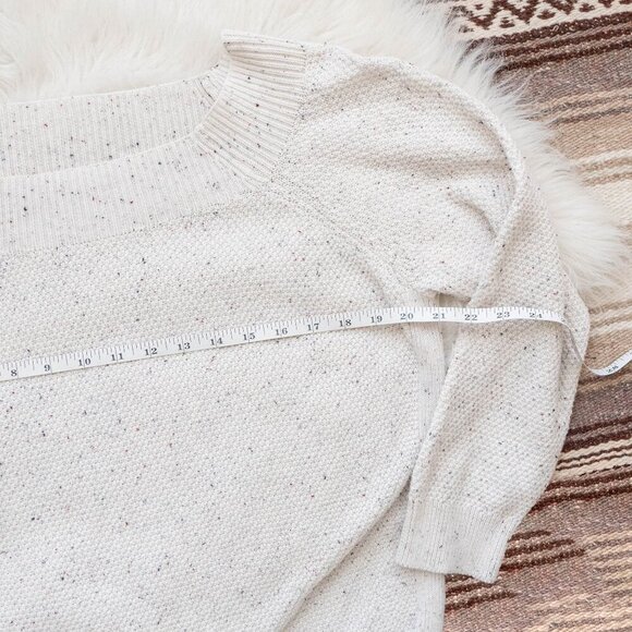 LOFT PLUS SWEATER WOMENS SZ 16/18 BEIGE MULTICOLOR SPECKLED BOATNECK - Picture 4 of 6